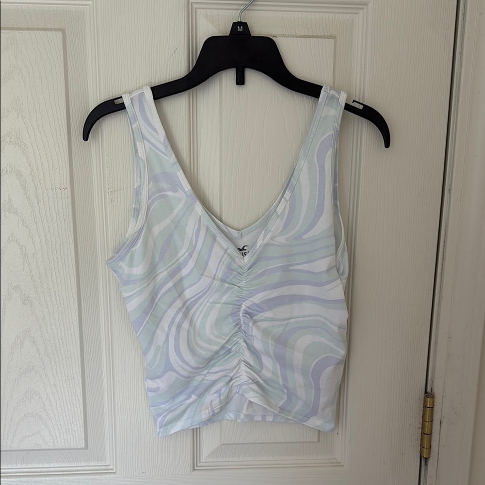 Hollister Blue and Purple Ruched Sleeveless Tank Top